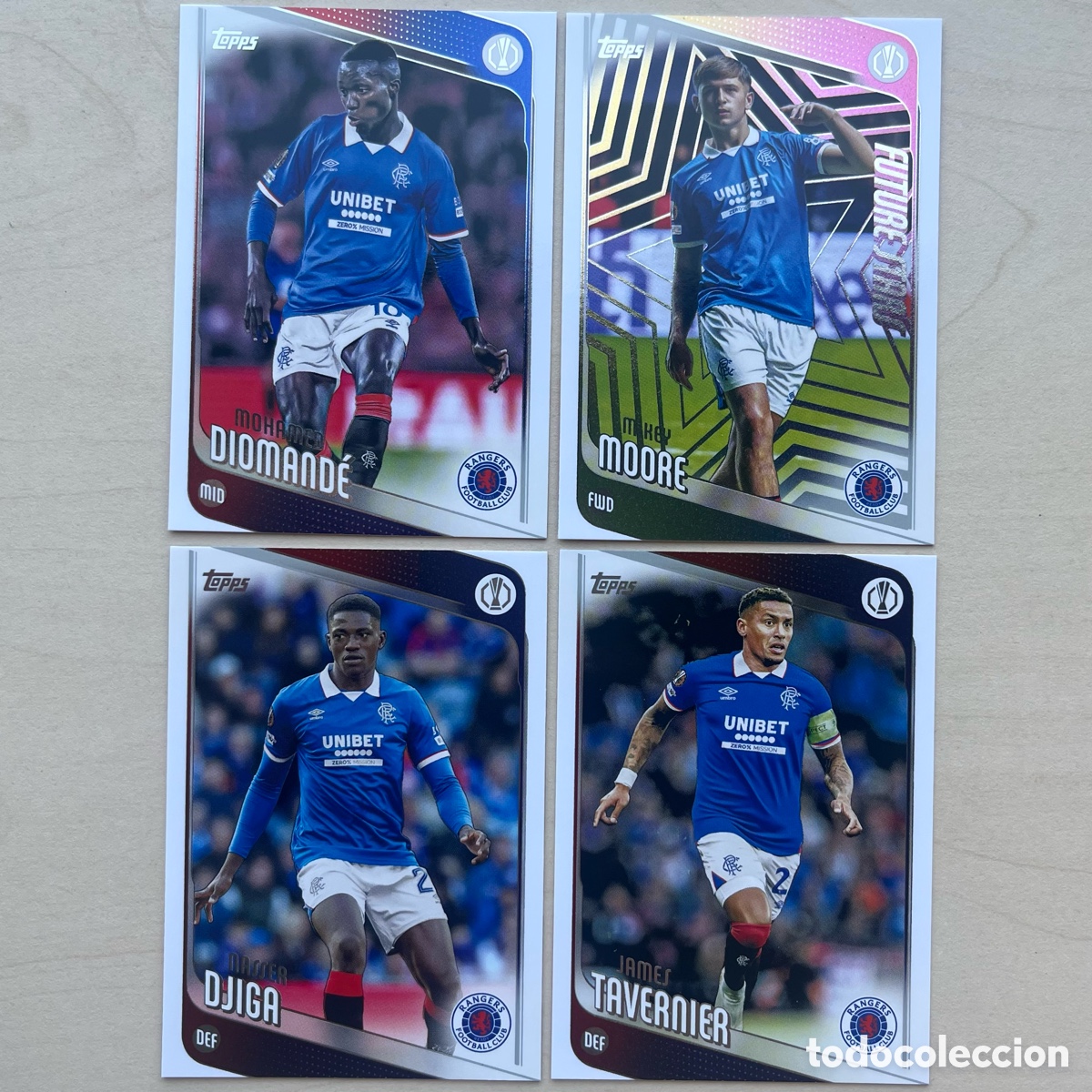 Cromos de f&uacute;tbol: Lote 4 cartas Rangers Topps Flagship 2025-26