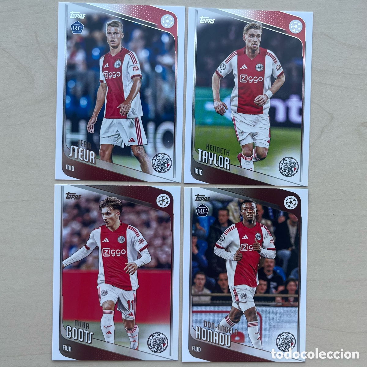 Cromos de f&uacute;tbol: Lote 4 cartas Ajax Topps Flagship 2025-26