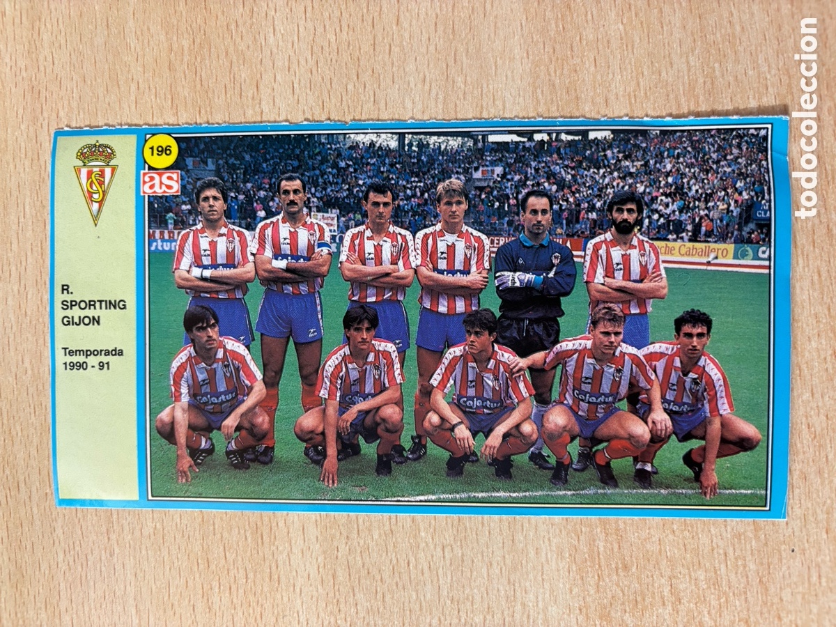 Figurine di Calcio: # 196 Alineaci&oacute;n Sporting de Gij&oacute;n Ases de la Liga 90 91 sin pegar