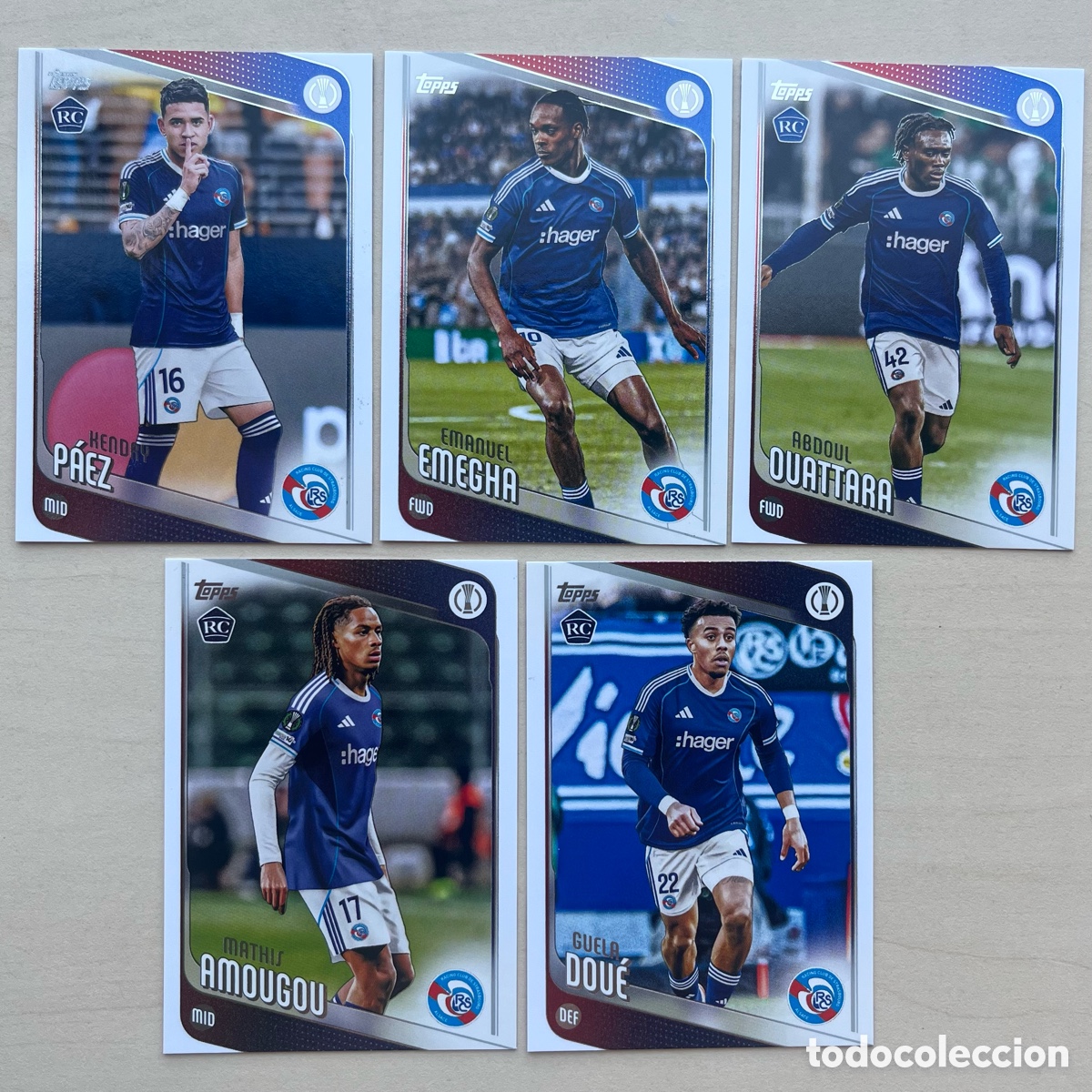 Cromos de f&uacute;tbol: Lote 5 cartas Strasburgo Topps Flagship 2025-26