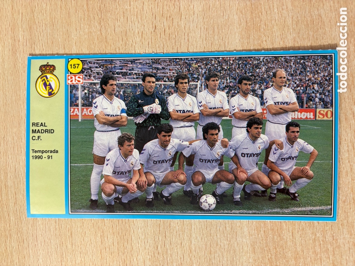 Cromos de f&uacute;tbol: # 157 Alineaci&oacute;n Real Madrid Ases de la Liga 90 91 sin pegar