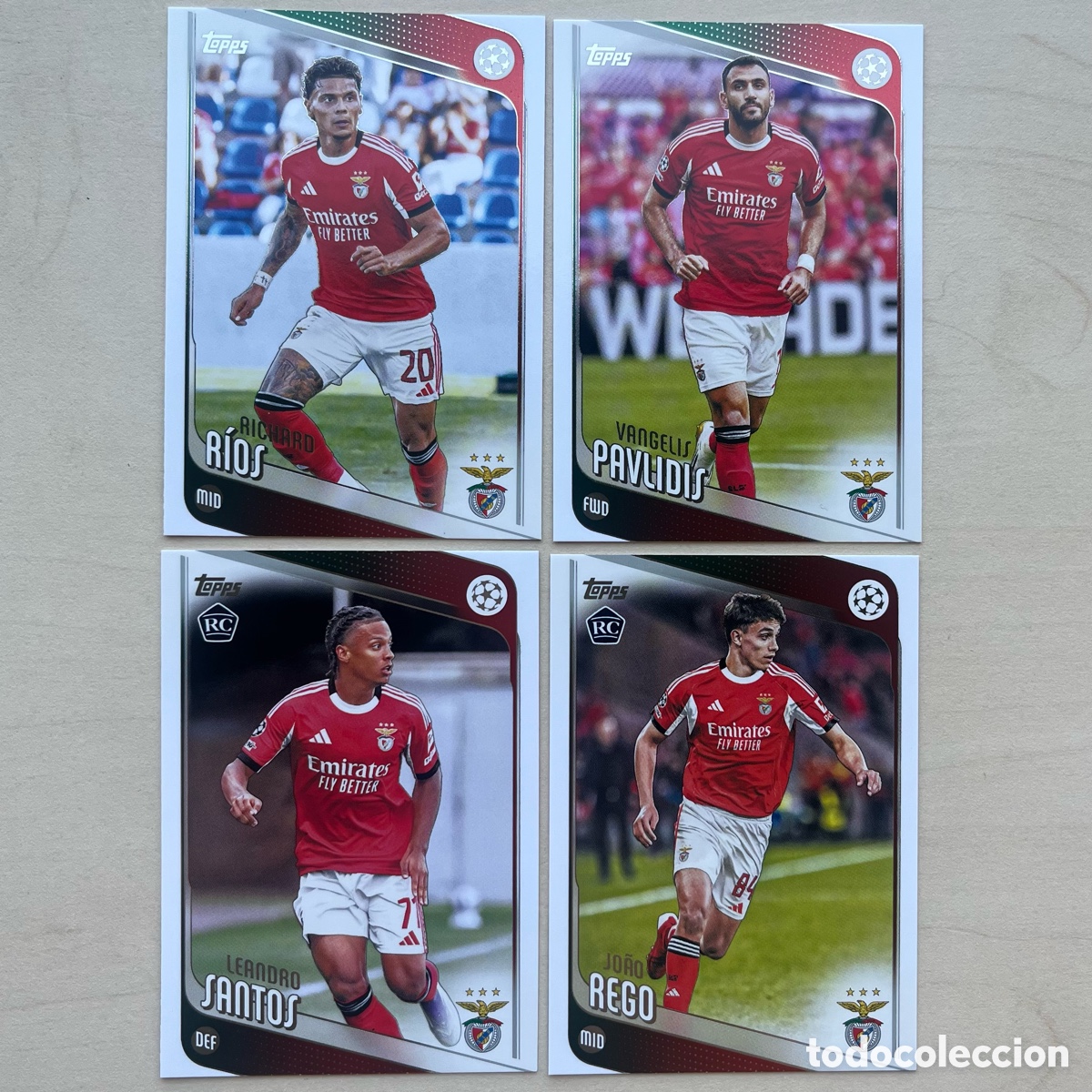 Cromos de f&uacute;tbol: Lote 4 cartas Benfica Topps Flagship 2025-26