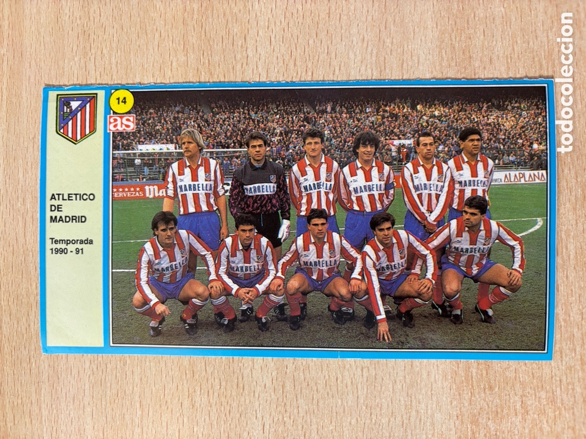 Cromos de f&uacute;tbol: # 14 Alineaci&oacute;n Atl&eacute;tico de Madrid Ases de la Liga 90 91 sin pegar