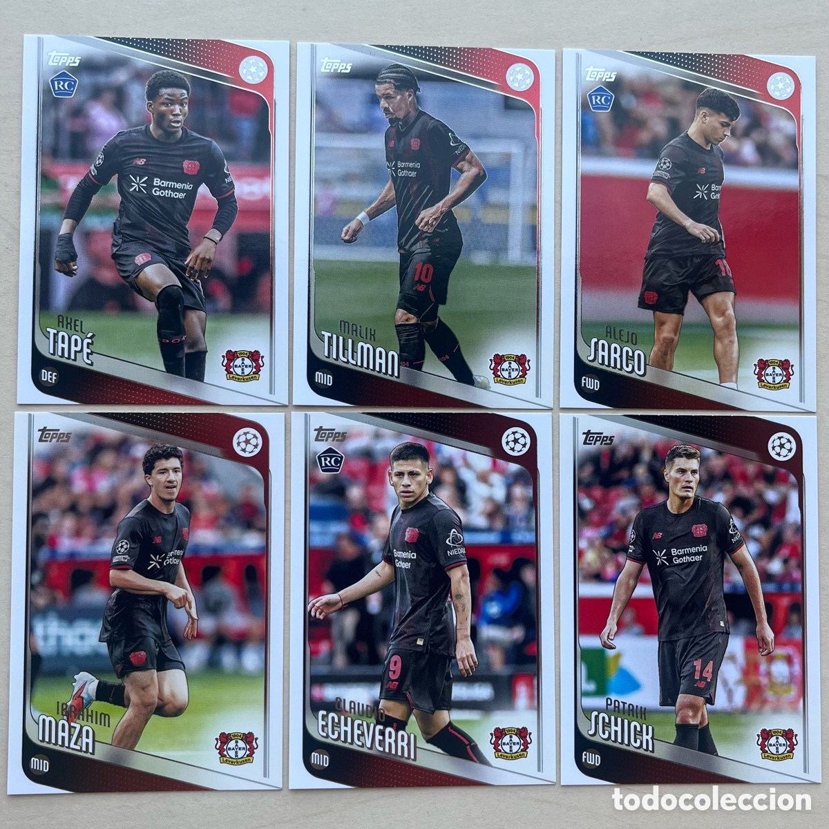 Cromos de f&uacute;tbol: Lote 6 cartas Leverkusen Topps Flagship 2025-26