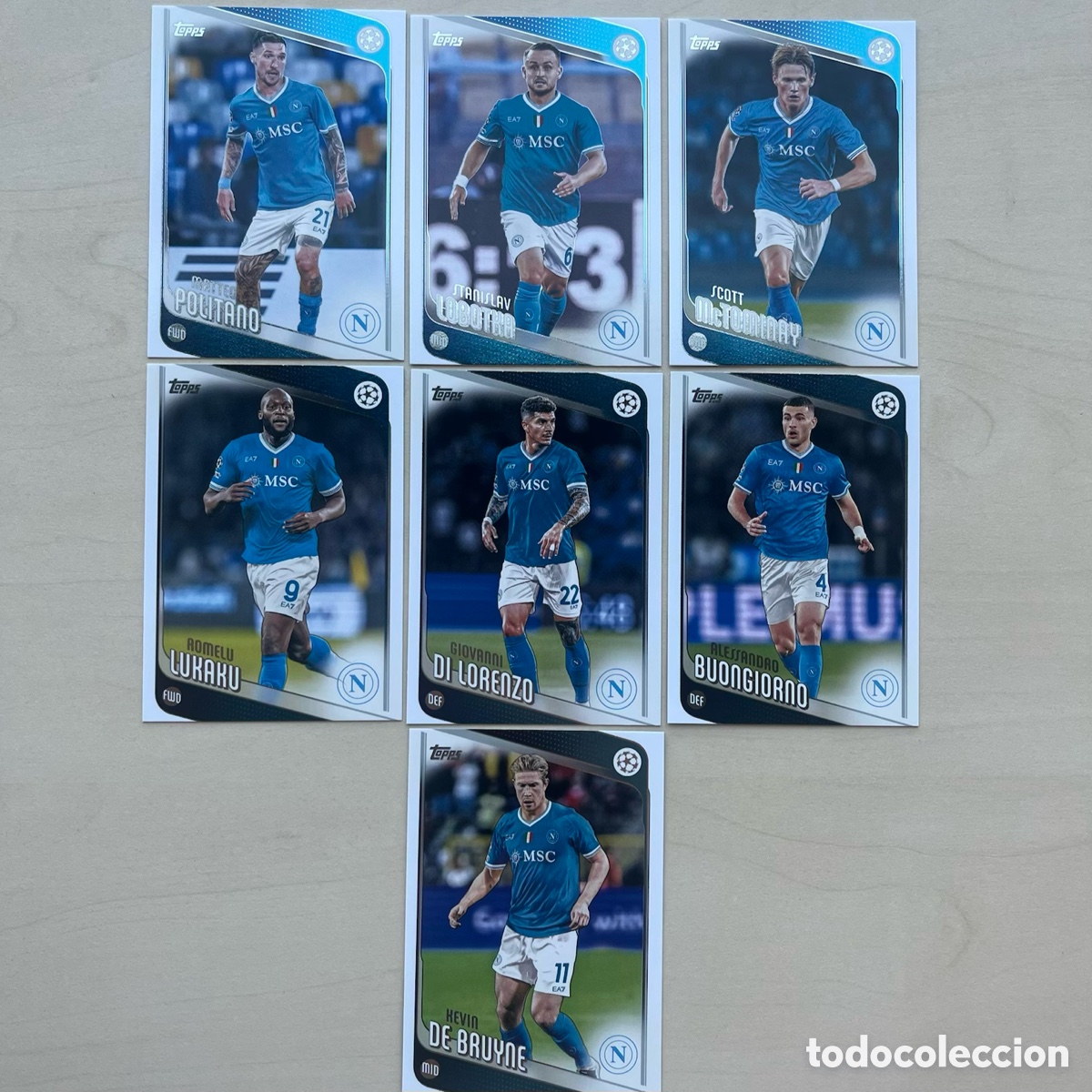 Cromos de f&uacute;tbol: Lote 7 cartas N&aacute;poles Topps Flagship 2025-26