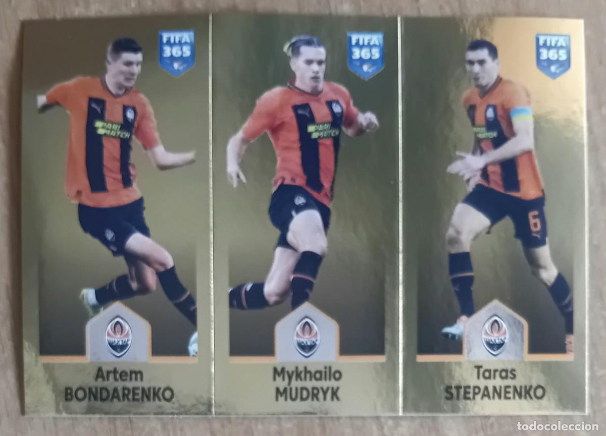 Cromos de f&uacute;tbol: Figurina Panini 2022-23 Cromo Fifa 365 2023 Bondarenko Mudryk Stepanenko Shakthar Donetsk n 411