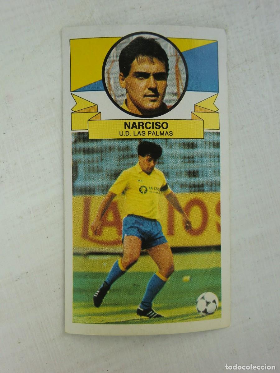 Cromos de f&uacute;tbol: Cromo de f&uacute;tbol LIGA ESTE 85-86 1985-1986: NARCISO (Las Palmas), versi&oacute;n doble imagen