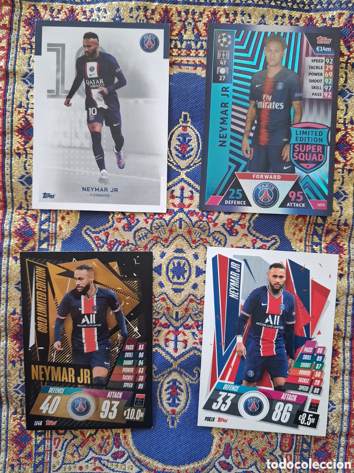 Cromos de f&uacute;tbol: Lote de 5 cartas de neymar