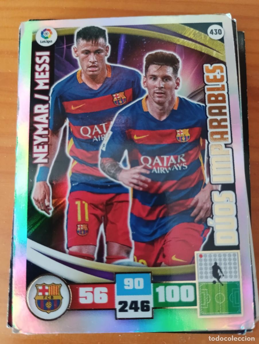 Cromos de f&uacute;tbol: N&ordm; 430 LEO MESSI NEYMAR DUOS IMPARABLES BARCELONA CROMO F&Uacute;TBOL LIGA 15-16 ADRENALYN PANINI 2015-2016