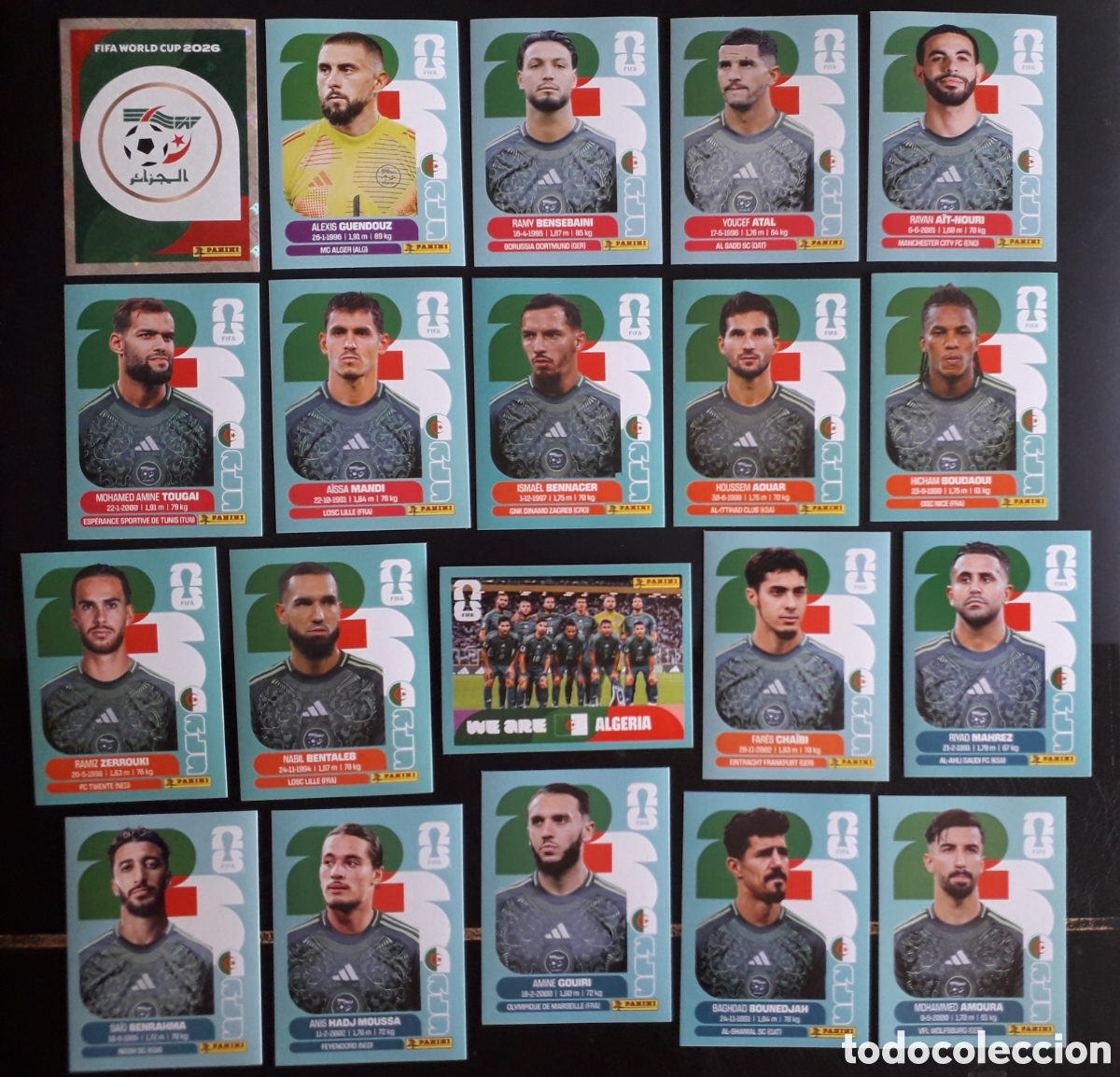 Cromos de Futebol: 20 CROMOS ARGELIA, EQUIPO COMPLETO MUNDIAL F&Uacute;TBOL 2026 FIFA WORLD CUP PANINI SIN PEGAR
