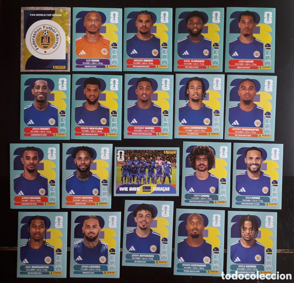 Football Stickers: 20 CROMOS CURA&Ccedil;AO, EQUIPO COMPLETO MUNDIAL F&Uacute;TBOL 2026 FIFA WORLD CUP PANINI SIN PEGAR