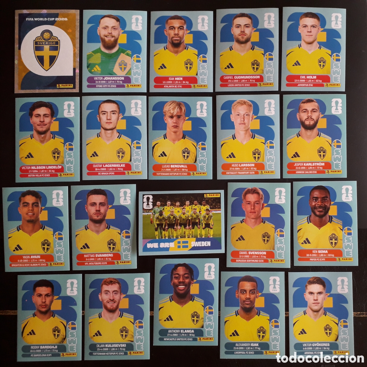 Cromos de f&uacute;tbol: 20 CROMOS SUECIA, EQUIPO COMPLETO MUNDIAL F&Uacute;TBOL 2026 FIFA WORLD CUP PANINI SIN PEGAR