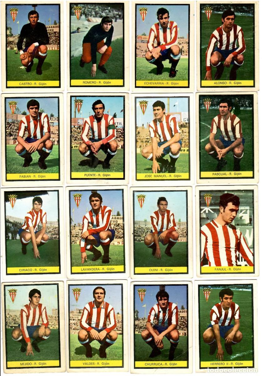 Cromos de f&uacute;tbol: R. Sporting Gijon: Lote de 16 cromos de futbol album 1972-73 FHER - Equipo completo