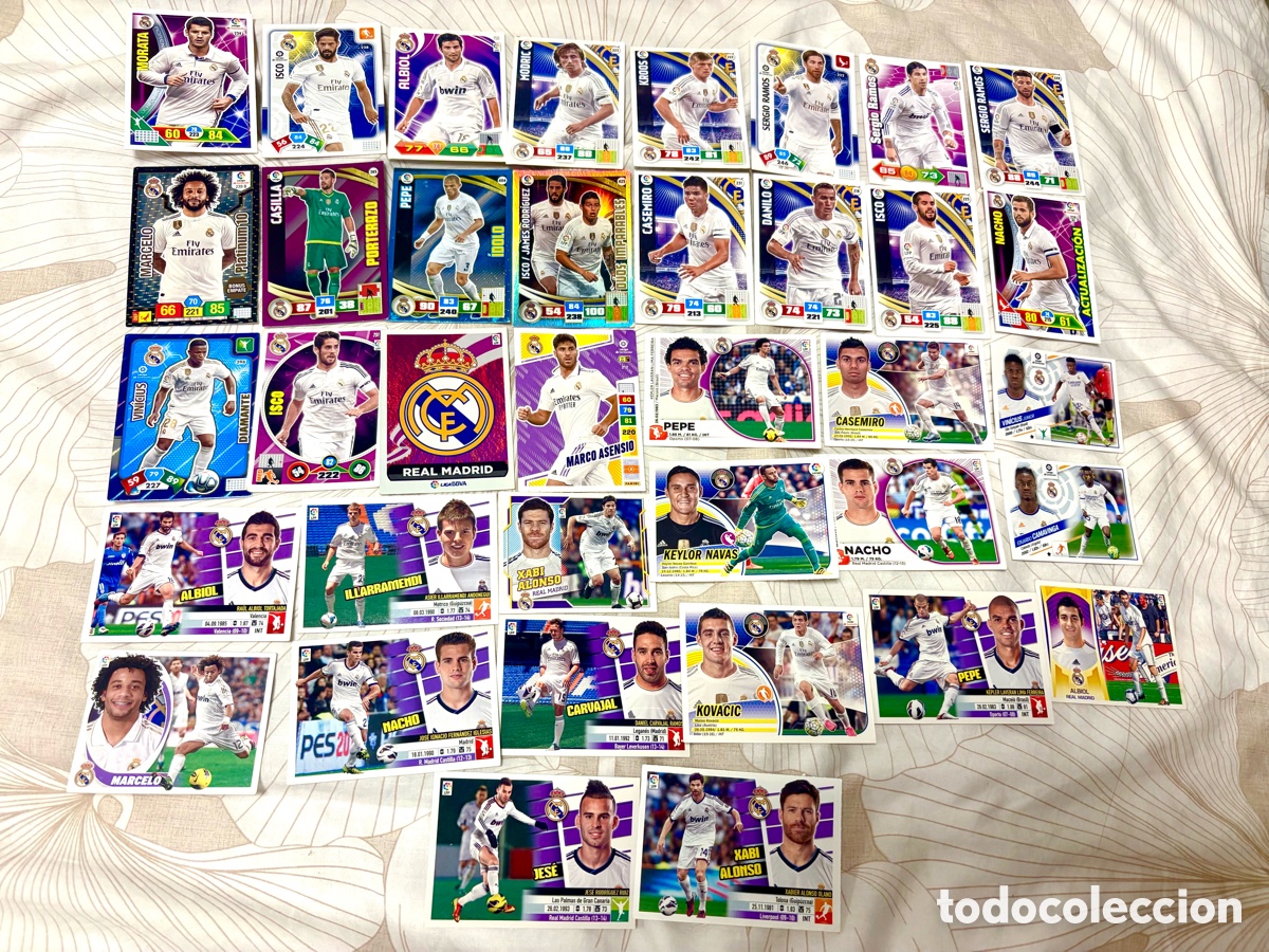 Figurine di Calcio: LOTE ESPECTACULAR REAL MADRID VARIOS A&Ntilde;OS CROMOS Y CARTAS NUNCA PEGADOS en perfecto estado