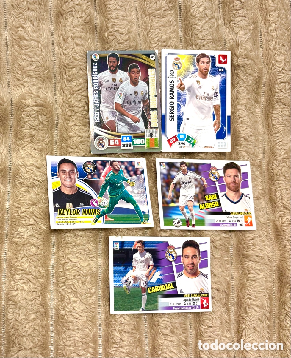 Football Stickers: LOTE 5 CROMOS CARTAS NUNCA PEGADOS VARIOS REAL MADRID .