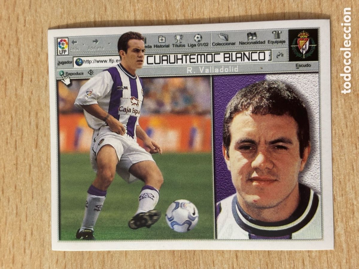 Cromos de f&uacute;tbol: Cuauhtemoc Blanco Real Valladolid Ediciones Este 2001-02 nuevo sin pegar
