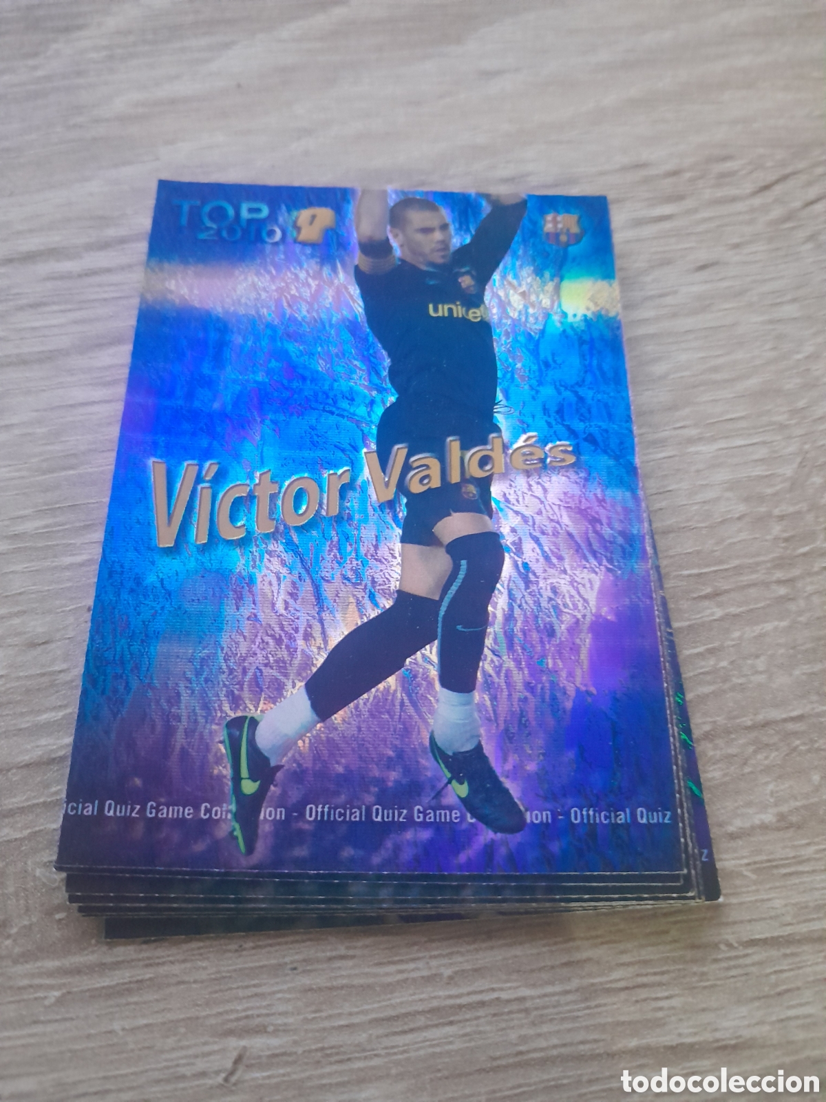 Cromos de f&uacute;tbol: n&ordm; 541 V&Iacute;CTOR VALD&Eacute;S JASPEADO AZUL TOP 2010 MUNDICROMO 2009-2010