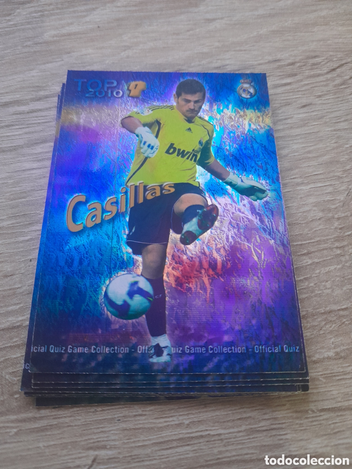 Cromos de f&uacute;tbol: n&ordm; 542 casillas JASPEADO AZUL TOP 2010 MUNDICROMO 2009-2010