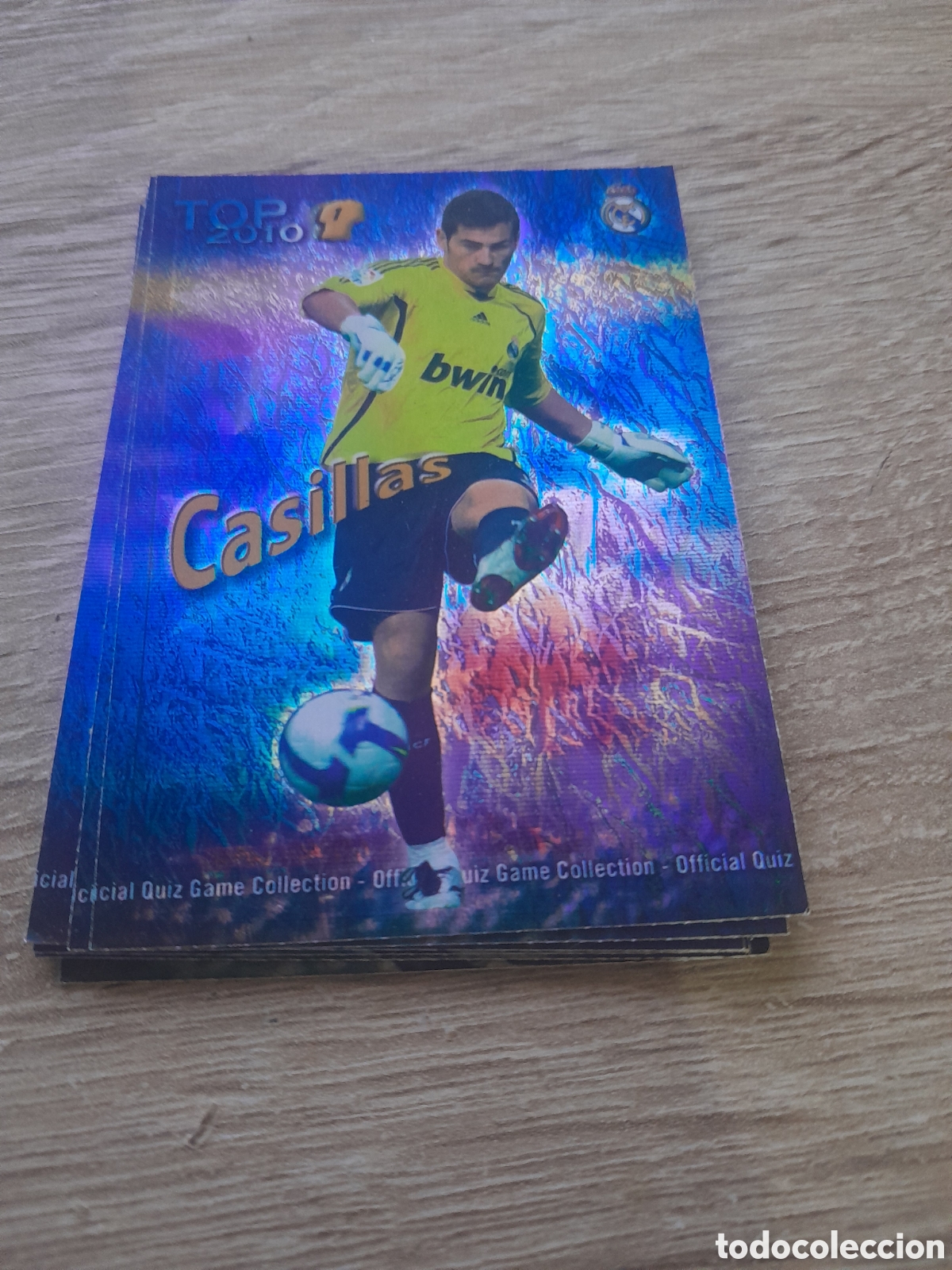 Cromos de f&uacute;tbol: n&ordm; 542 casillas JASPEADO AZUL TOP 2010 MUNDICROMO 2009-2010
