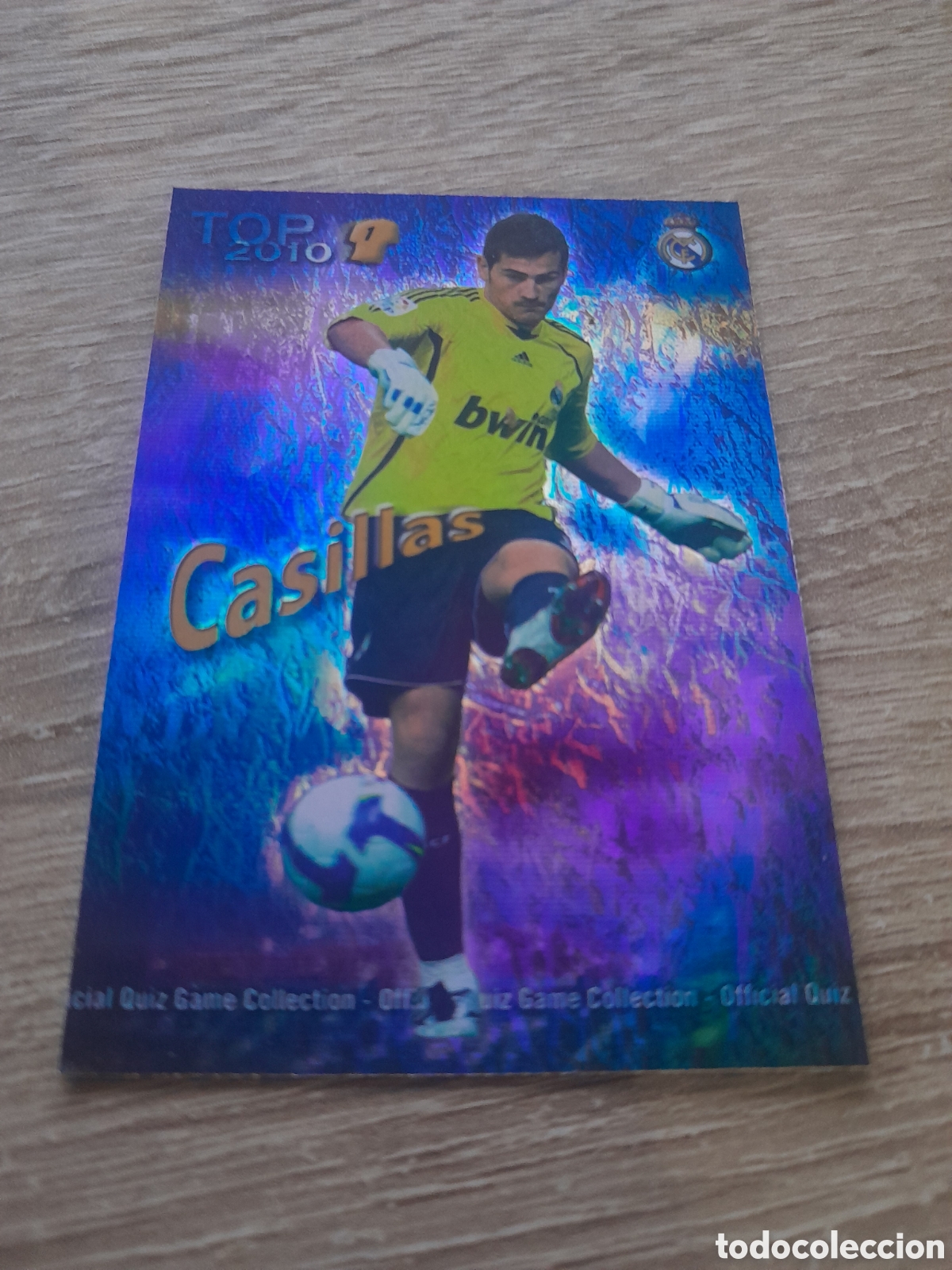 Cromos de f&uacute;tbol: n&ordm; 542 casillas JASPEADO AZUL TOP 2010 MUNDICROMO 2009-2010