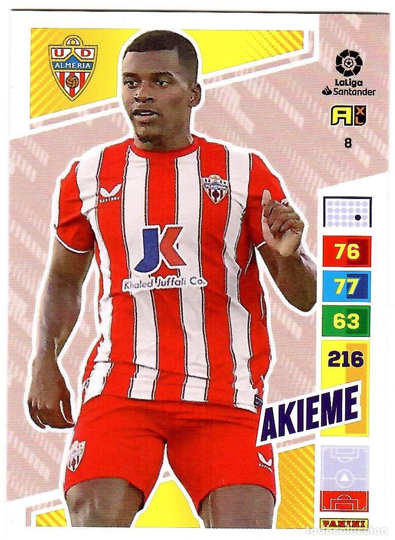 Cromos de f&uacute;tbol: Akieme (Almeria), n&ordm; 8: Cromo del album de futbol Adrenalyn 2022-23