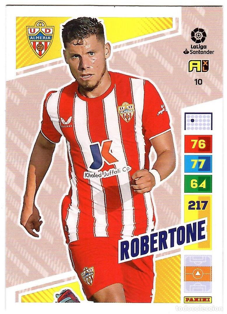 Cromos de f&uacute;tbol: Robertone (Almeria), n&ordm; 10: Cromo del album de futbol Adrenalyn 2022-23