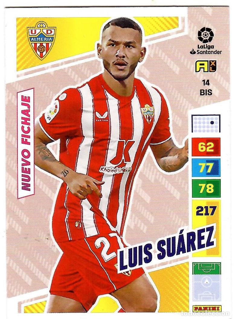 Cromos de Futebol: Luis Suarez (Almeria, Nuevo Fichaje), n&ordm; 14 BIS: Cromo del album de futbol Adrenalyn 2022-23