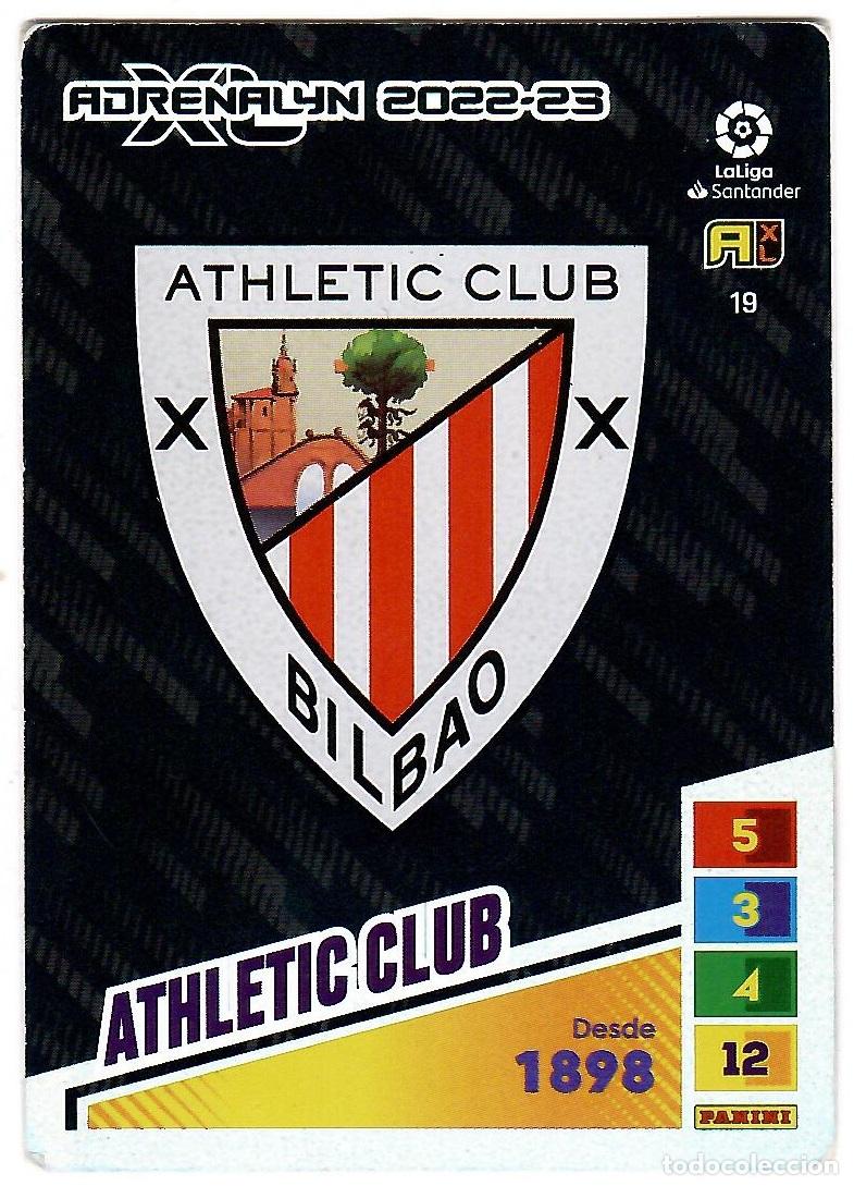 Cromos de f&uacute;tbol: Escudo Ath. Bilbao, n&ordm; 19: Cromo del album de futbol Adrenalyn 2022-23