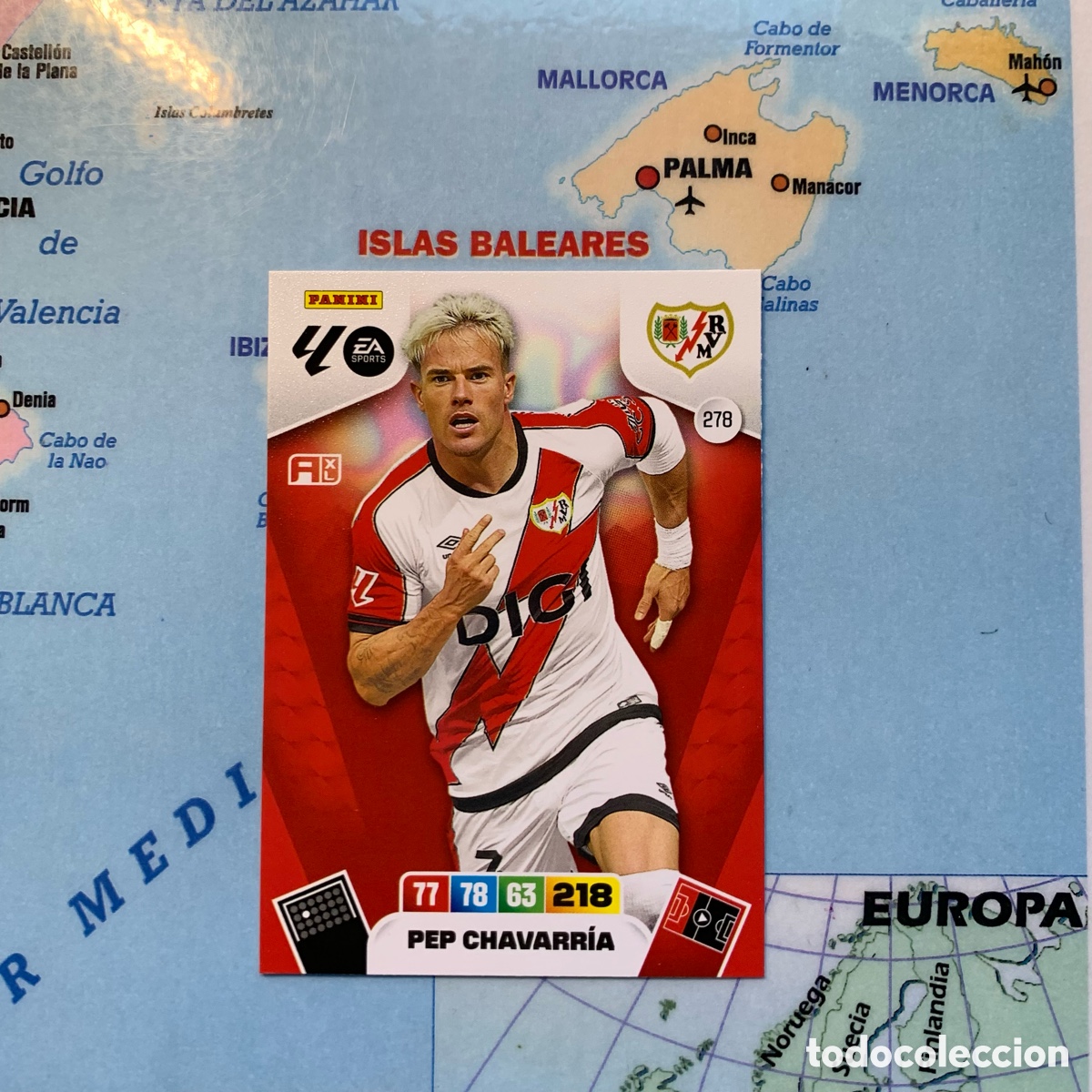 Figurine di Calcio: Pep Chavarr&iacute;a n&uacute;mero 278 del Rayo Vallecano cromo adrenalyn XL 25-26 2025-2026