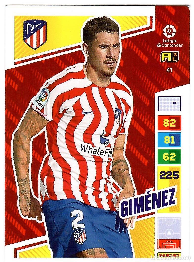 Cromos de f&uacute;tbol: Gimenez (At. Madrid), n&ordm; 41: Cromo del album de futbol Adrenalyn 2022-23