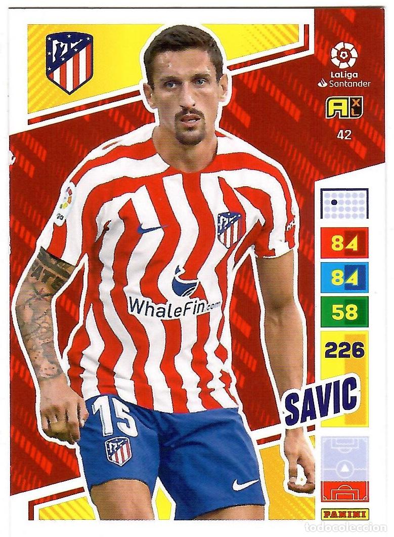 Cromos de f&uacute;tbol: Savic (At. Madrid), n&ordm; 42: Cromo del album de futbol Adrenalyn 2022-23