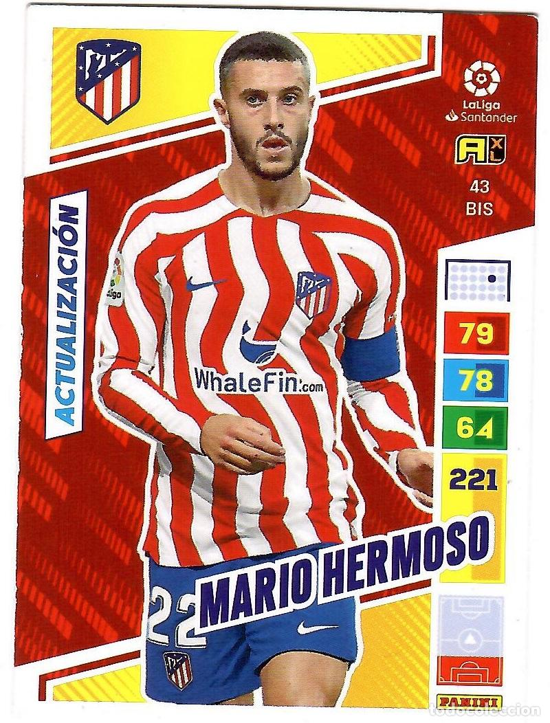 Cromos de f&uacute;tbol: Mario Hermoso (At. Madrid, Actualizacion), n&ordm; 43 BIS: Cromo del album de futbol Adrenalyn 2022-23