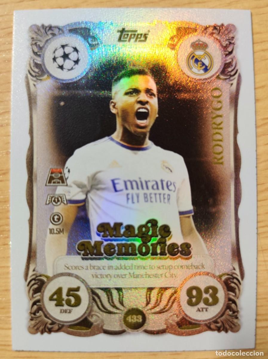 Cromos de f&uacute;tbol: CARD FOOTBALL 433 UCL MATCH ATTAX 2025/26 RODRYGO REAL MADRID MAGIC MEMORIES TOPPS 25 2026 CHAMPIONS