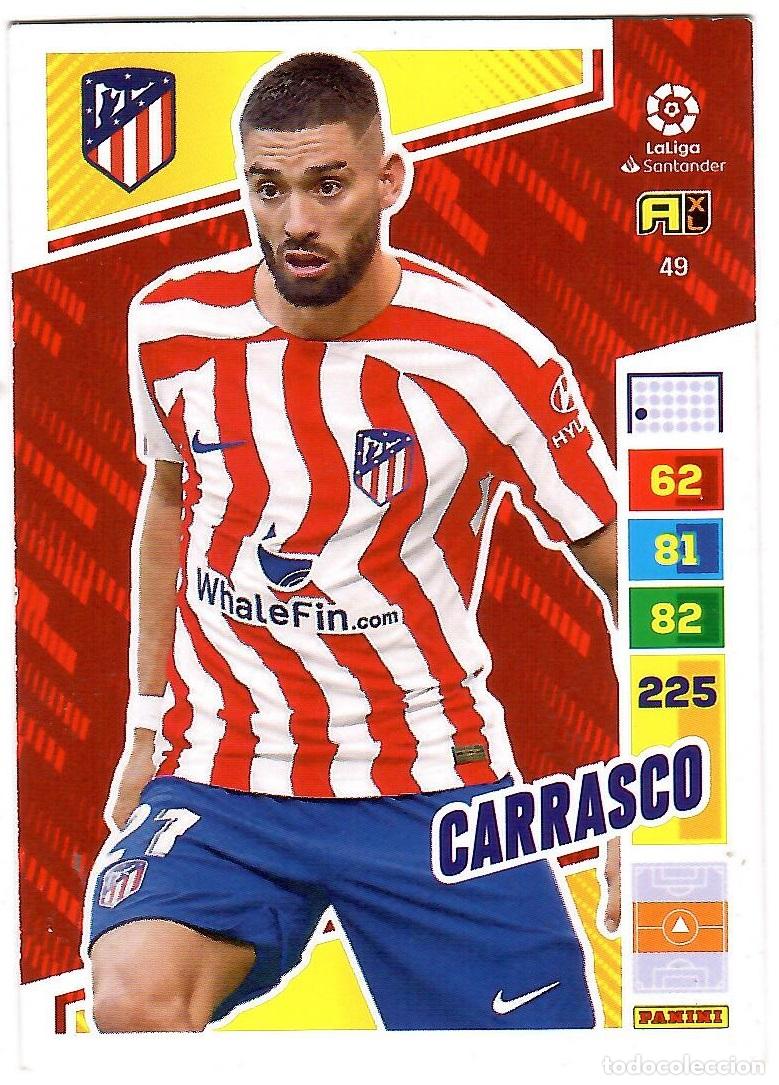 Cromos de f&uacute;tbol: Carrasco (At. Madrid), n&ordm; 49: Cromo del album de futbol Adrenalyn 2022-23