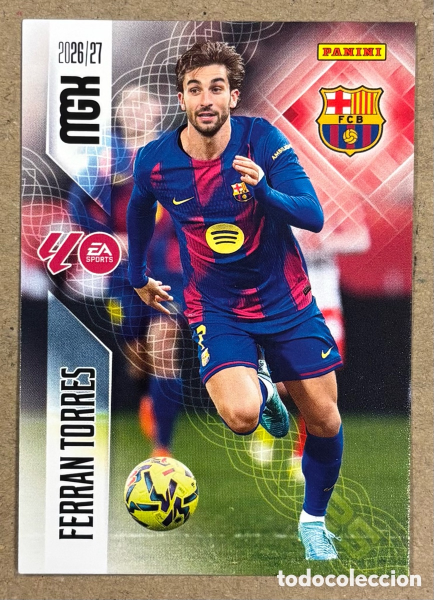 Cromos de f&uacute;tbol: FERRAN TORRES (FC BARCELONA). CARTA PANINI MEGACRACKS MGK 2026/27. #90.