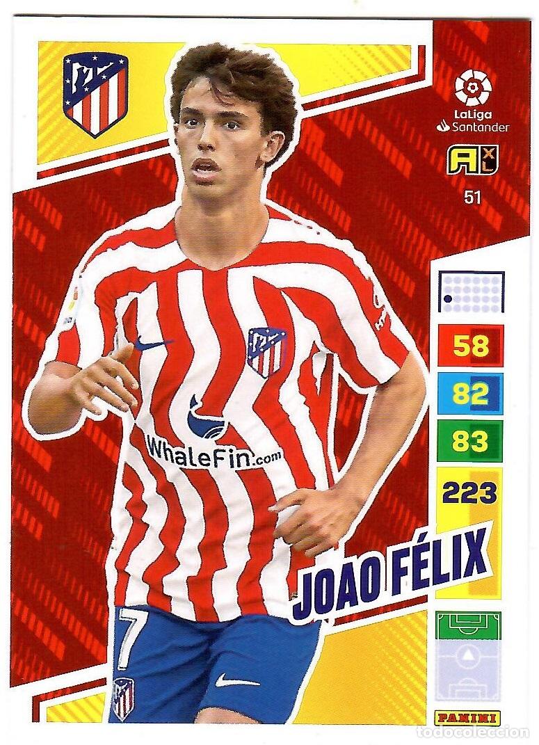 Cromos de f&uacute;tbol: Joao Felix (At. Madrid), n&ordm; 51: Cromo del album de futbol Adrenalyn 2022-23