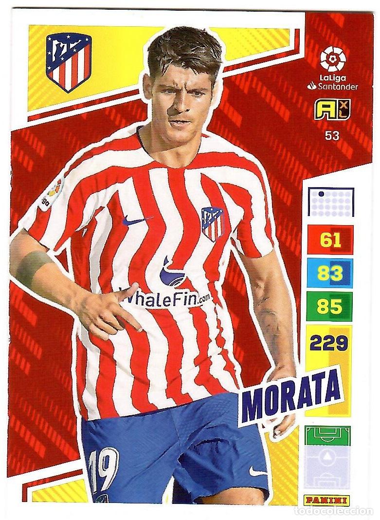 Cromos de f&uacute;tbol: Morata (At. Madrid), n&ordm; 53: Cromo del album de futbol Adrenalyn 2022-23