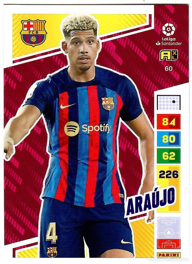 Fu&szlig;ball-Sticker: Araujo (F.C. Barcelona), n&ordm; 60: Cromo del album de futbol Adrenalyn 2022-23