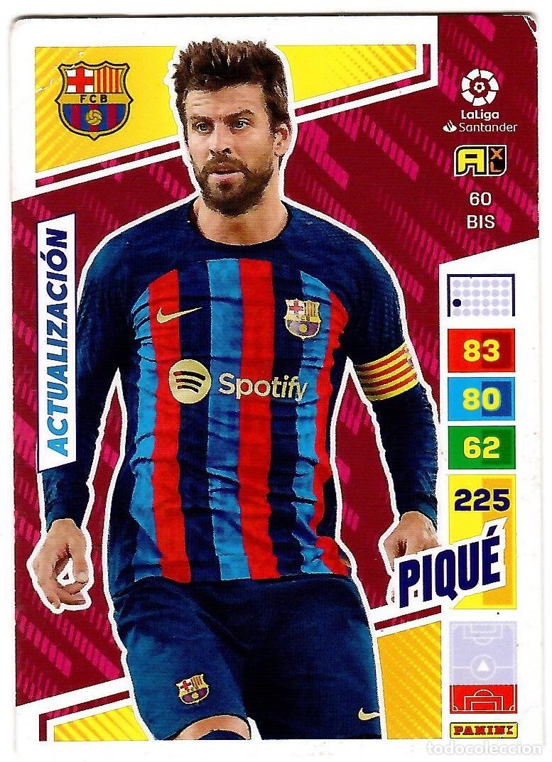 Cromos de f&uacute;tbol: Pique (F.C. Barcelona, Actualizacion), n&ordm; 60 BIS: Cromo del album de futbol Adrenalyn 2022-23