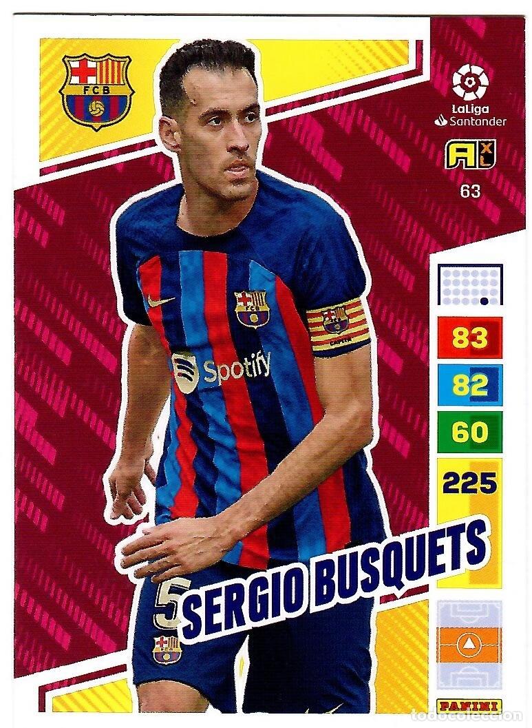 Cromos de f&uacute;tbol: Sergio Busquets (F.C. Barcelona), n&ordm; 63: Cromo del album de futbol Adrenalyn 2022-23