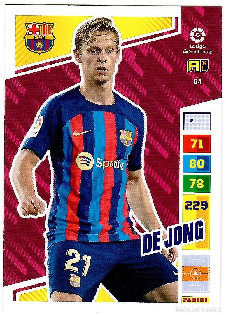 Cromos de f&uacute;tbol: De Jong (F.C. Barcelona), n&ordm; 64: Cromo del album de futbol Adrenalyn 2022-23