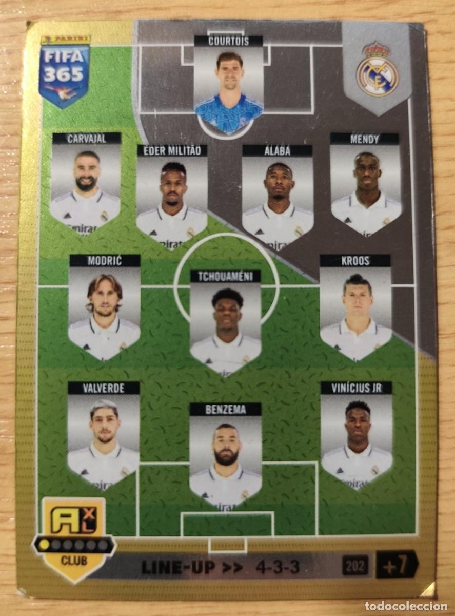 Cromos de f&uacute;tbol: CARD FOOTBALL FIFA 365 ADRENALYN 2022 2023 ALBUM PANINI LIGA N 202 REAL MADRID LINE-UP ALINEACION
