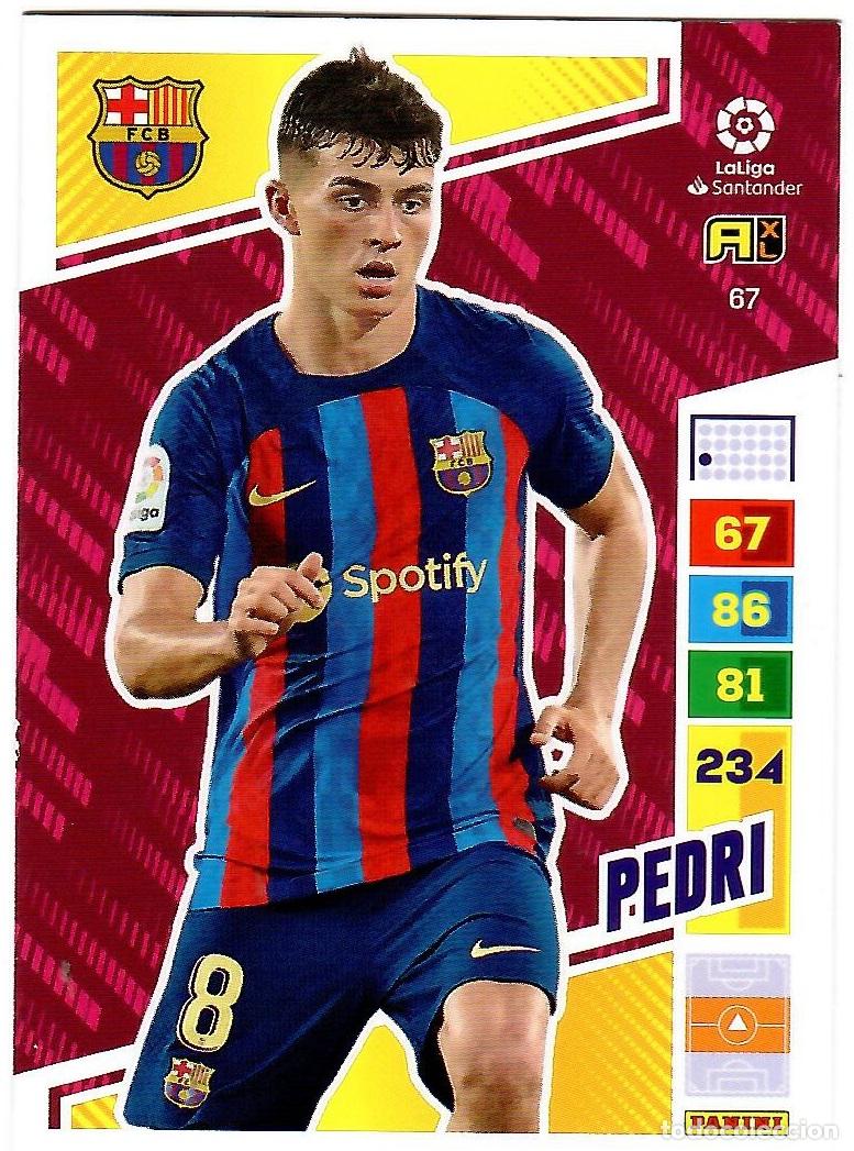 Cromos de f&uacute;tbol: Pedri (F.C. Barcelona), n&ordm; 67: Cromo del album de futbol Adrenalyn 2022-23