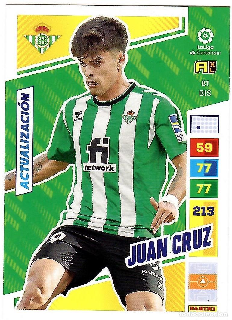 Cromos de f&uacute;tbol: Juan Cruz (R. Betis, Actualizacion), n&ordm; 81 BIS: Cromo del album de futbol Adrenalyn 2022-23