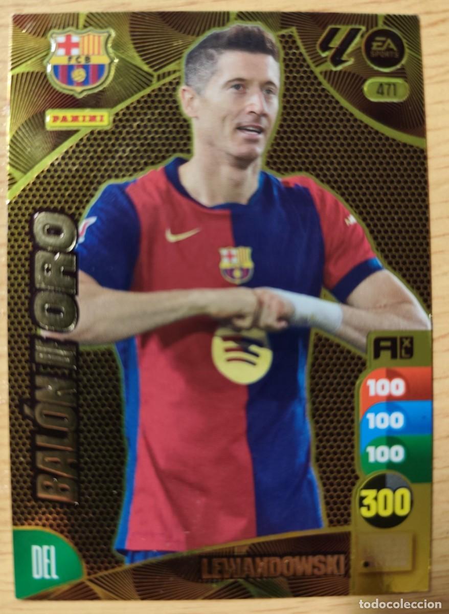 Fu&szlig;ball-Sticker: CARD FOOTBALL LEWANDOWSKI FC BARCELONA BAL&Oacute;N DE ORO ADRENALYN 2024 2025 24 25