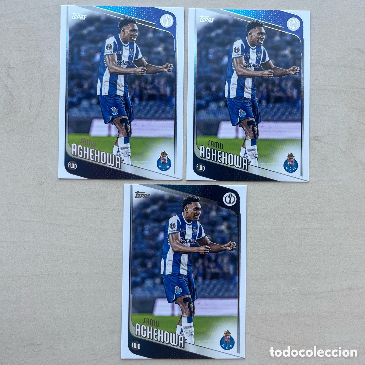 Fu&szlig;ball-Sticker: Lote 3 cartas Samu Aghehowa Topps Flagship 2025-26 - Porto