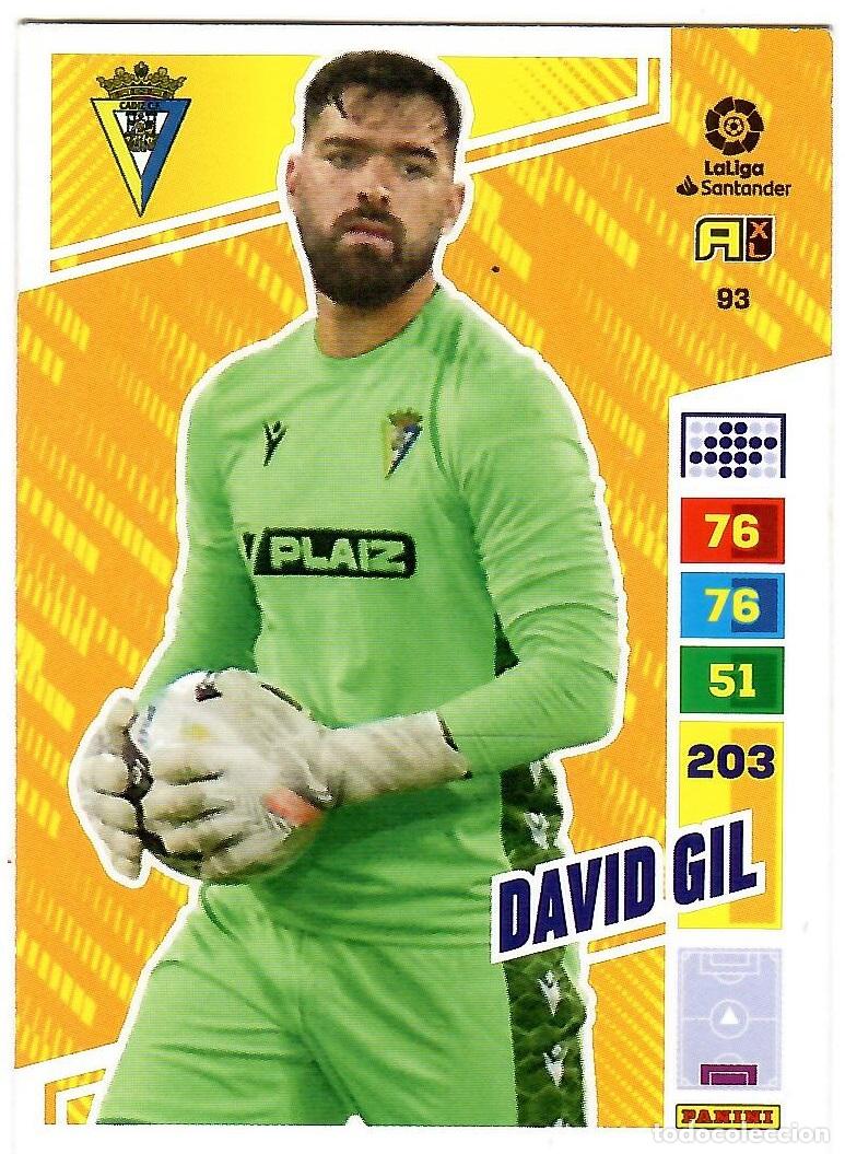 Cromos de f&uacute;tbol: David Gil (Cadiz), n&ordm; 93: Cromo del album de futbol Adrenalyn 2022-23