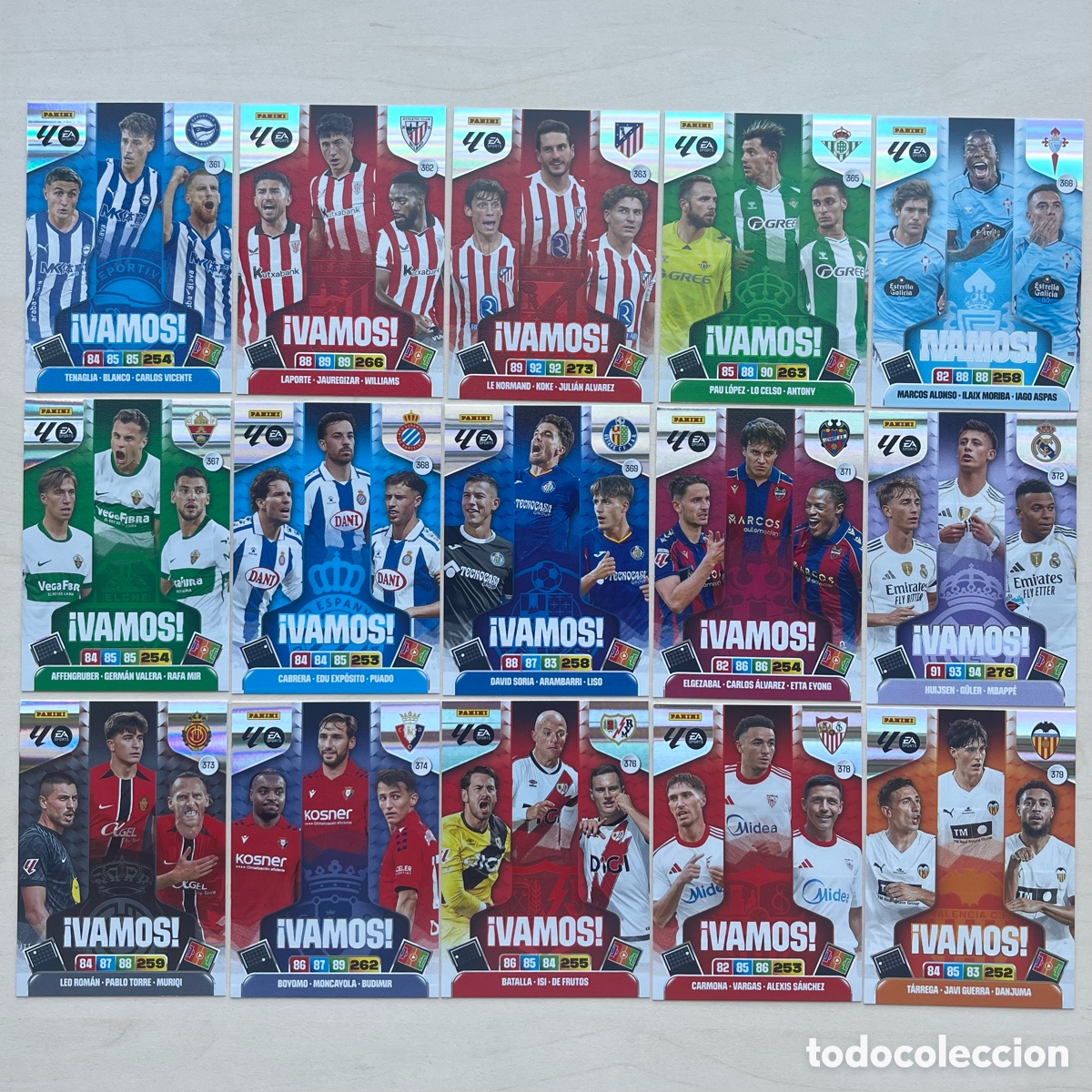 Cromos de f&uacute;tbol: Lote 15 cartas Vamos Adrenalyn XL 2025-26