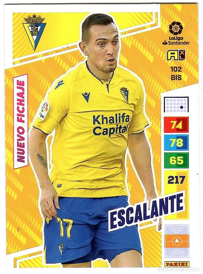 Cromos de f&uacute;tbol: Escalante (Cadiz, Nuevo Fichaje), n&ordm; 102 BIS: Cromo del album de futbol Adrenalyn 2022-23