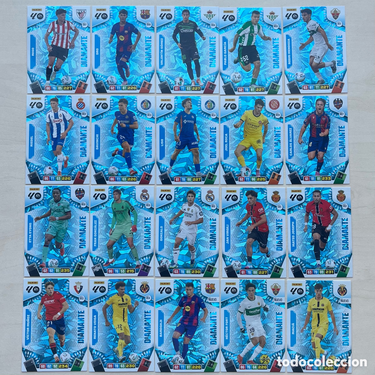 Cromos de f&uacute;tbol: Lote 20 cartas Diamantes Adrenalyn XL 2025-26